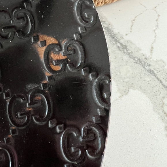 Gucci  Women’s Lifford Flip-flop- leather/nylon Web Slides Sz 38 - Picture 8 of 12